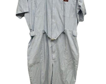 Vintage 80s Para Suit Striped Mechanic Coveralls Mens XL See Measurements