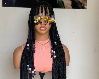 fringe baby face braided wig with beads