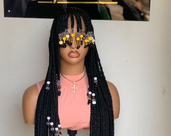 Fringe Baby Face Braided Wig With Beads