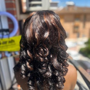 Bouncy Human Hair Wig, Lawyer Bouncy Hair For Black Women, Brown Color Wig,Natural Curls Wig,Soft Bouncy Hair, Closure Wig Easy To Wear