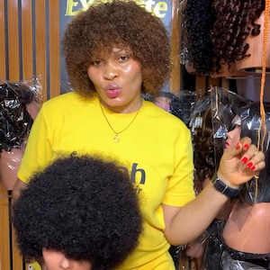 Natural Hair Afro Wig, Lightweight Afro Curly Hair Wig, 100% Human Hair Wig, Easy To Wear Wig, Water Friendly Wig