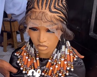 Braided Wig With Beads Full Lace Handmade Wig For Black Women Summer Braids Style Human Hair Extension Wig,Human Hair Cornrow Braided Wig