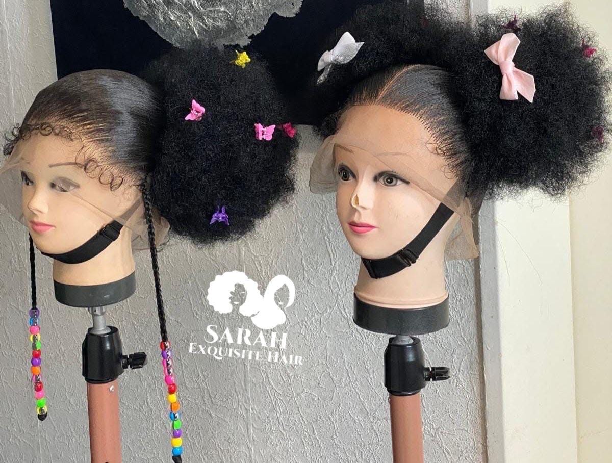 Afro Kids Braided Wig,Human Hair wig For Kids,Back to School Children Braided Wig,Children Braided Wig Styles SPECIFICALLY MADE FOR kids