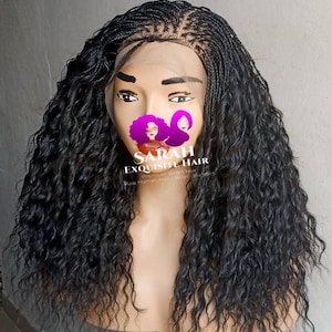 Curly Human Hair Braided Wig: Micro Box Braids Full Lace Boho Wig