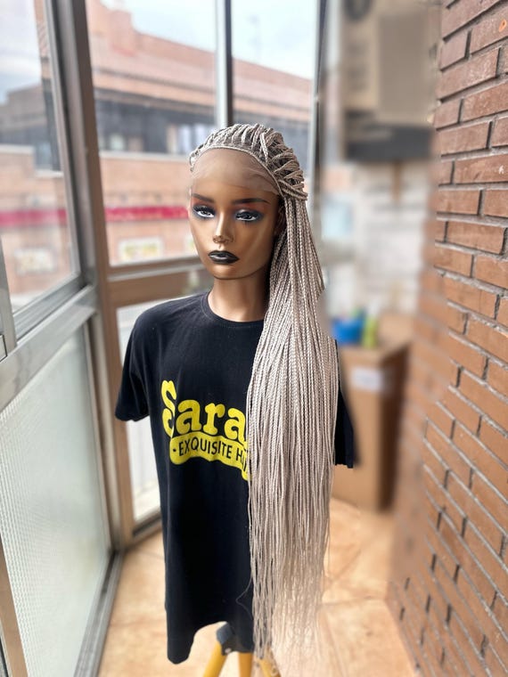 34 Inch Full Lace Braided Wig, Synthetic, Glueless, 22 Handmade Braids Full Lace Braided Wigs Synthetic Lace Wigs 34 Inches  main image 3