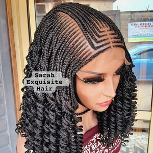 Cornrow twist braided wig, senegalés twisting, with 5by5 closure, human hair full lace wig, lightweight wig