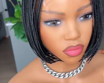 short bob braided wig, lightweight hairstyle, bob braids with 5by5 lace