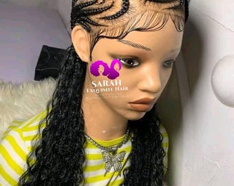 Ready to Ship Full Lace Cornrow Stitch Braided Wig for Black  display picture 2