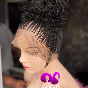 Micro Braids Twisted Wig,Short Wig, Human Hair all Lace Wig, Micro Twist Braided Wig For Black Women,Shoulder Length Wig, Multiple Styling