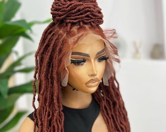 Locs braided wigs, ginger color wig,long braided wigs, locs hairstyles