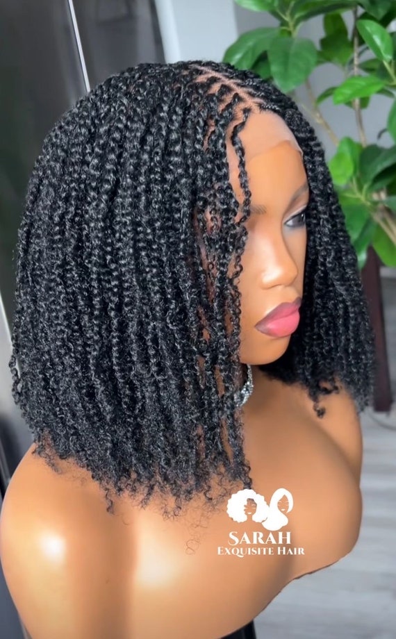 Kinky Micro Twist Braided Wig, Handmade Lightweight Afro  display picture 1