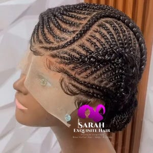 African Handmade Traditional Style Braided Wig,Full Lace Wig, Cornrow Braided Wig, Short Wig For Black Women,Best Protetive Style For Mum