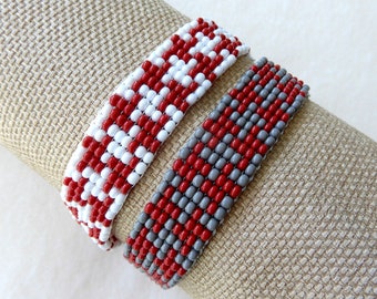 Alabama Crimson Tide houndstooth bead bracelet, adjustable length