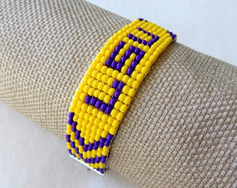 LSU Louisiana State Tigers bead bracelet, adjustable length