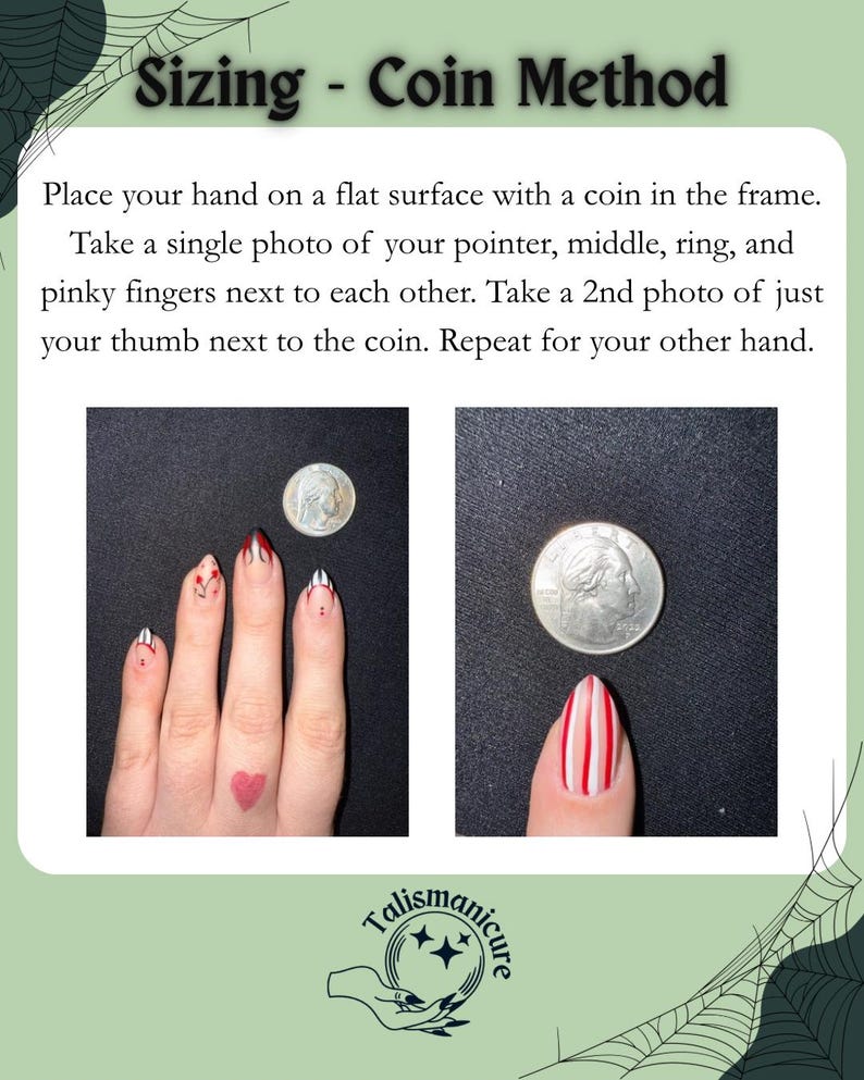 Nails Coin Method Examples Yule Press on Nails • Winter Solstice Green & Gold Celestial Design - Etsy