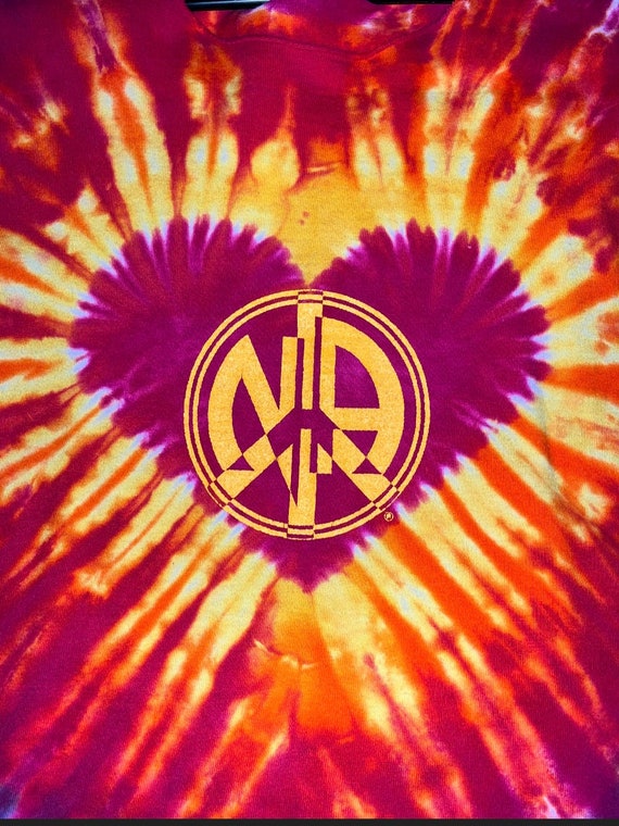 Narcotics Anonymous PeaceSignLogo Heart Tie Dyed, 