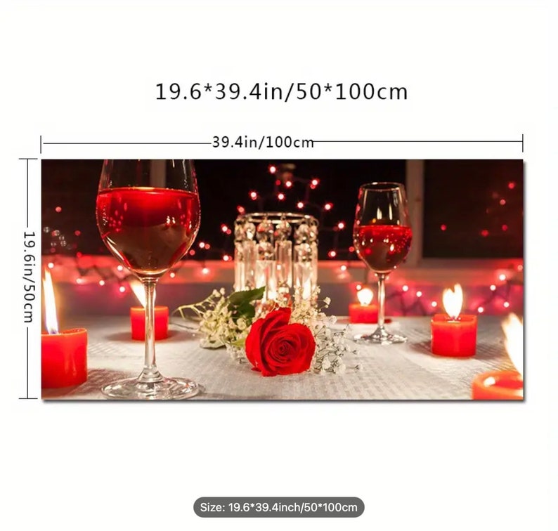 1pc Red Wine Glass Red Rose Flower Heart Shape Candle Wall Art, Canvas ...