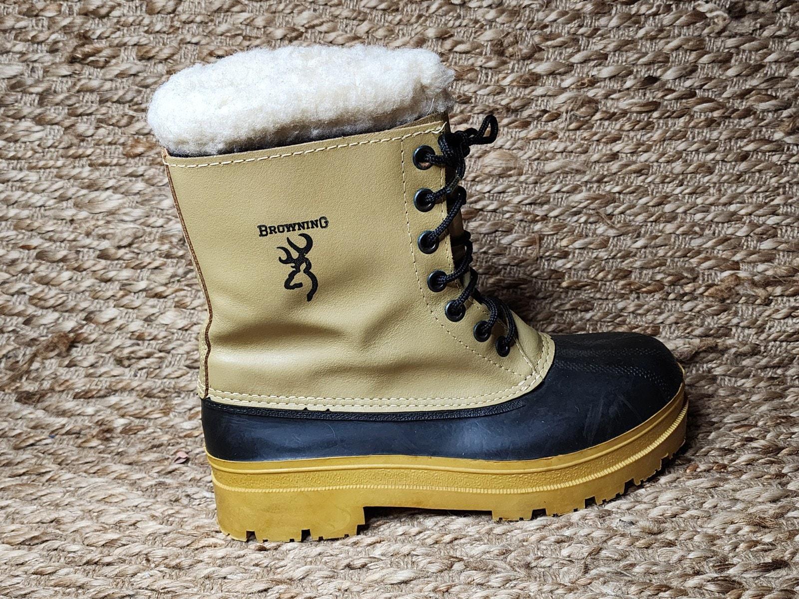 Vintage Browning Leather Duck Boots Men’s Size 8 Tan Black Winter Outdoor Browning Mens Boots - Etsy Canada main image 3