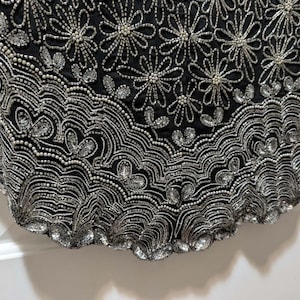Adrianna Papell Black Silk Sequin Beaded Top Shirt Womens L Evening Cocktail image 5