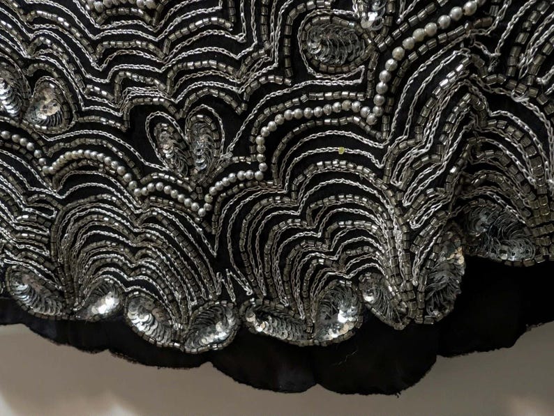 Adrianna Papell Black Silk Sequin Beaded Top Shirt Womens L Evening Cocktail image 14