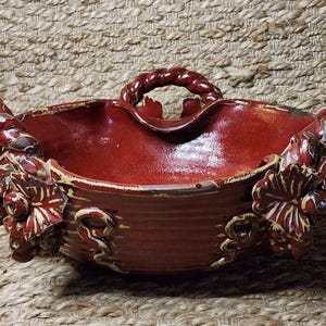 Vintage decoratief geglazuurd aardewerk kunst aardewerk wijnstok kom middelpunt tafelblad decor rustiek