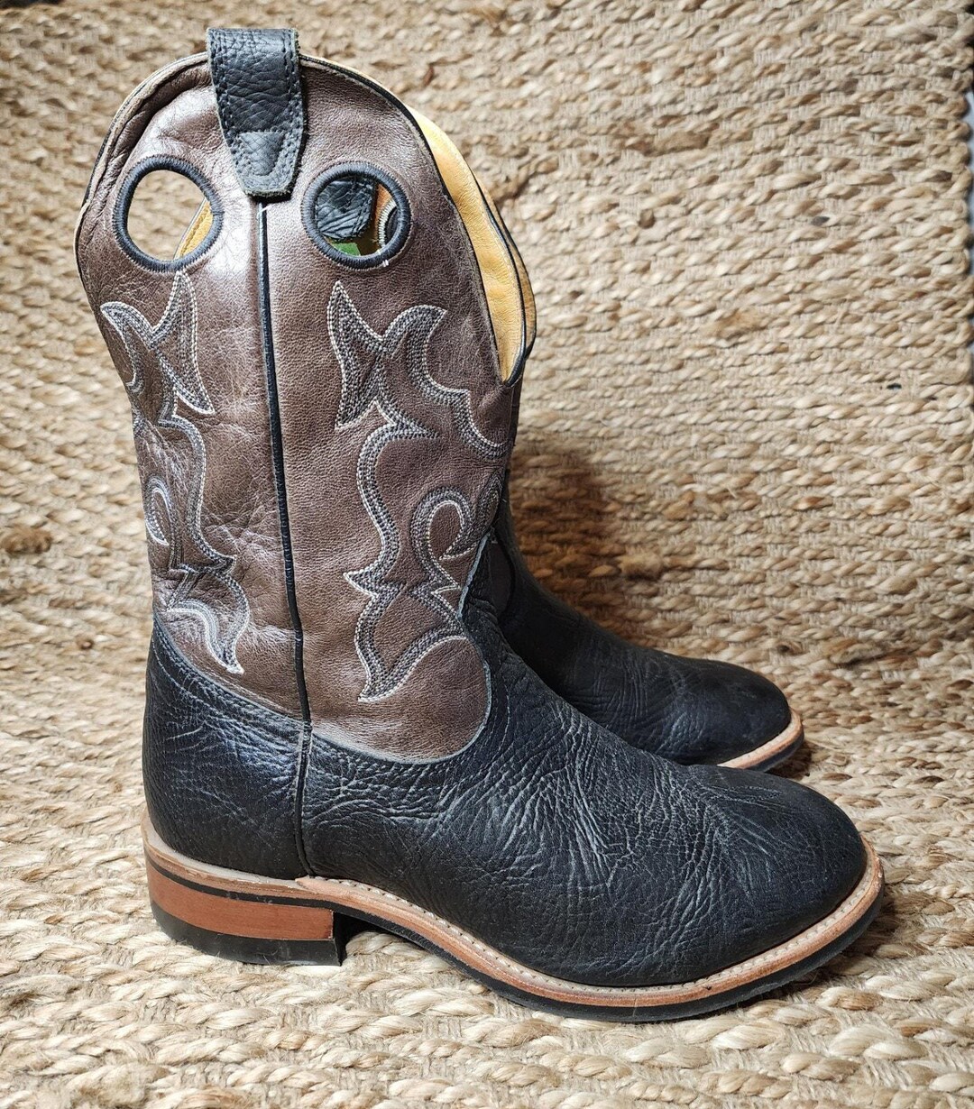 Boulet Mens Roper Boots 8D Brown Leather Western Cowboy Made in Canada Boulet Western Boots Made in Canada Brown Leather Roper  main image 2