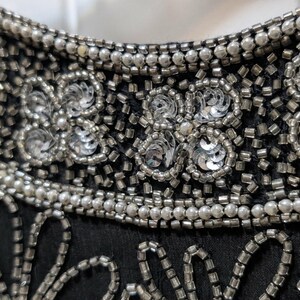 Adrianna Papell Black Silk Sequin Beaded Top Shirt Womens L Evening Cocktail image 2