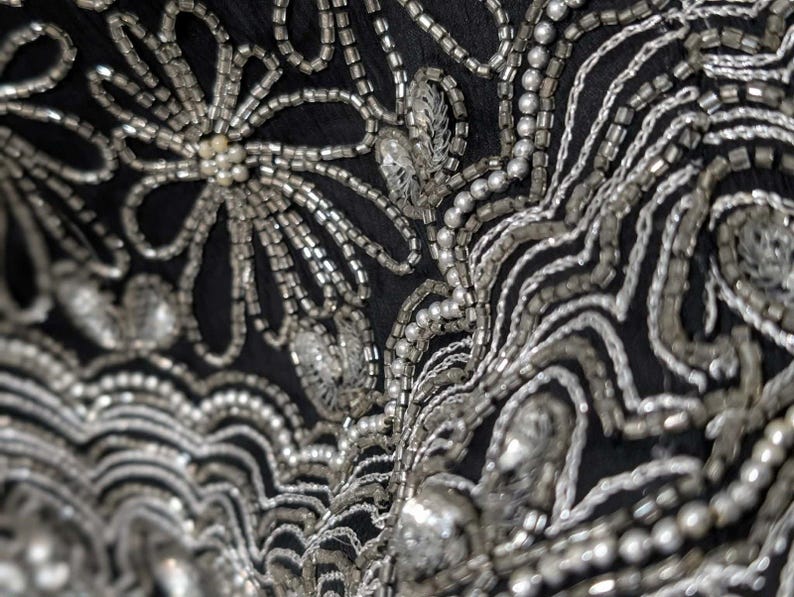 Adrianna Papell Black Silk Sequin Beaded Top Shirt Womens L Evening Cocktail image 13