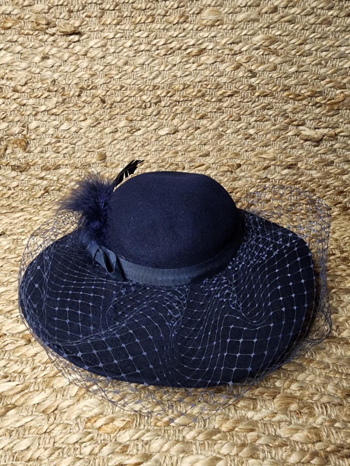 Vintage Blue Feather Bow Felt Women display picture 3