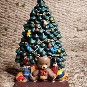 Butoir de porte en fonte d'arbre de Noël peint à la main VTG