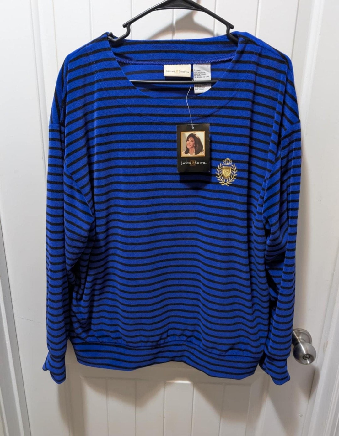 VINTAGE Jaclyn Smith Sport Women's L Top Soft Blue Black
