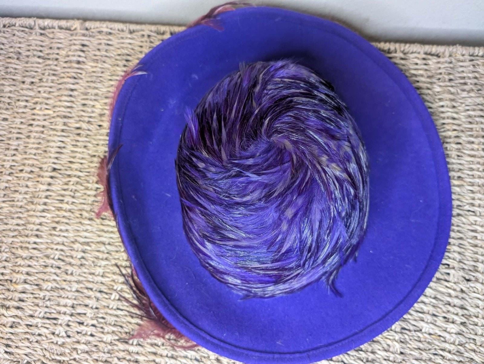 Vintage Mr John\'s 100% Wool Hat Purple Feathers Special Occasion Derby Pimp Vintage Mr John main image 3