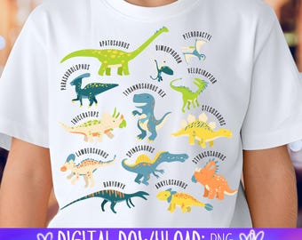 Dinozaury PNG to projekt sublimacyjny, DTF, DTG, który można natychmiast pobrać, działa ze wszystkimi kolorami, sprzedawaj miłośnikom dinozaurów lub podaruj jako prezent
