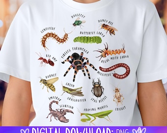 Kids Bug Insect PNG is een sublimatie-, DTF-, DTG-ontwerp. Deze schattige natuur-png is perfect voor insectenliefhebbers en insectenverzamelaars op elke kleur T-shirt