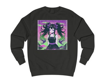 Vaporwave Anime Girl Sweatshirt/ Harajuku Clothing/ Japanese Streetwear/ Retro Anime 90s/ Gift Anime/ Overzise/ Aesthetic style/