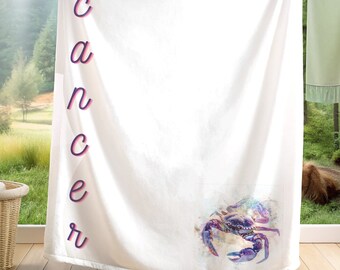 Warm Cancer Horoscope Blanket Birthday Gift Idea for New Baby Best Friend Gift Zodiac Crab Cancer Crab