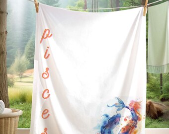 Zen Plush Pisces Horoscope Blanket Birthday Gift Idea for New Baby