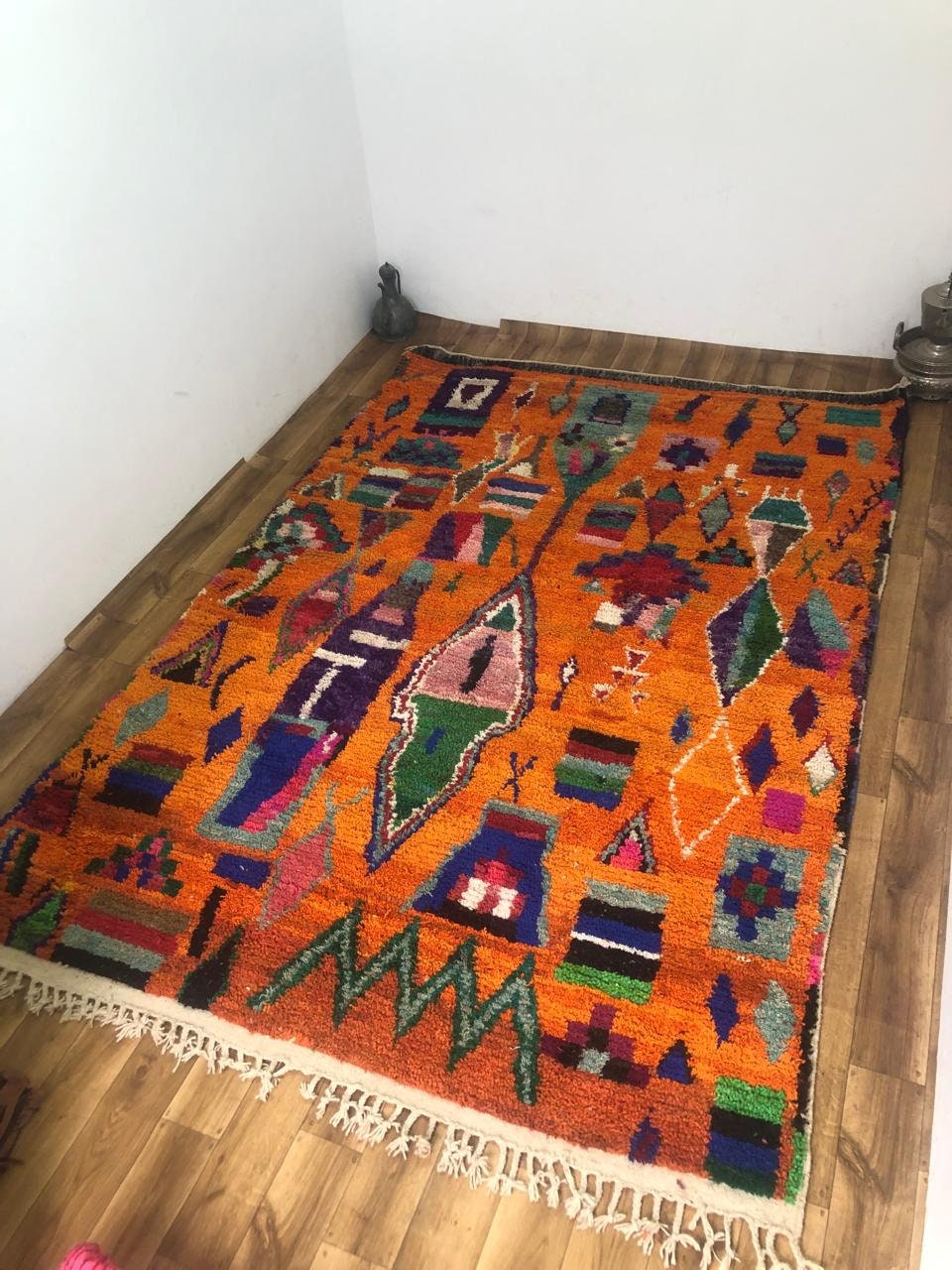 Moroccan Rug Berber , Orange Carpet for Living Room , Authentic Rugs