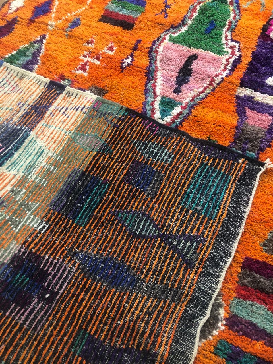 Moroccan Rug Berber , Orange Carpet for Living Room , Authentic Rugs