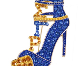 Sigma Gamma Rho Blue Gold Heel Sorority Pin Brooch