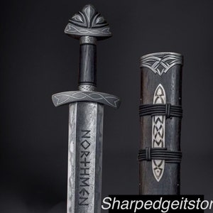 Handmade VIKING Sword Real Damascus Steel Northmen Sword Beautiful Gift for him GROOMSMEN gift Personalized Gift for husband, Christmas Gift