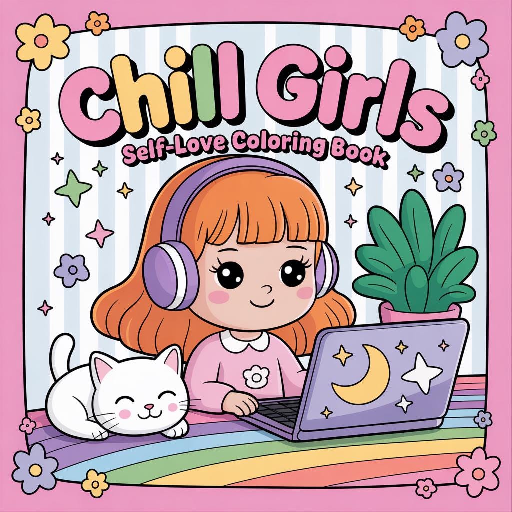 Chill Girls Coloring Book, Cute and Cozy Digital Coloring Pages ...