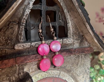 Vintage Pink Drop Earrings | Light Pink Dangle Earrings | Whimsical Boho Earrings