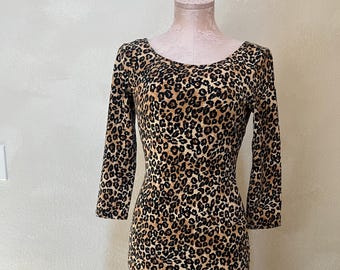 Vintage Bodycon Leopard Dress | 90s Leopard Dress