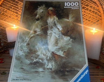 Vintage Western Woman And Her Horse Puzzle |  1000 Piece Puzzle Art | 1980s German Puzzle | Ethereal Puzzle Art