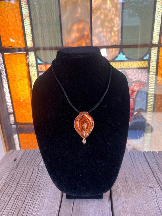 Unique Glass Canyon Brown, Gold, Orange Necklace |