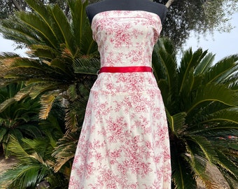 Stunning Vintage Red And White Floral Dress | Springtime Summer Dress with Red Ribbon | Size 5 Romantic Cottage Dress