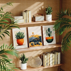 Farbenfrohes Kakteen Poster Bundle, Studentenzimmer Wandbild, Kaktus Wandbilder, Kreative Color Wanddekoration für Pflanzenliebhaber