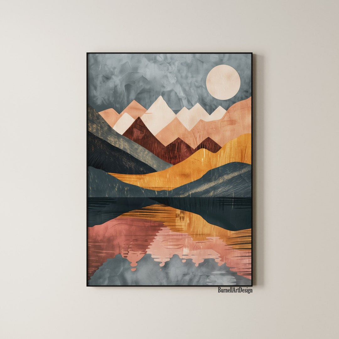 Modern Abstract Mountain Landscape Art Print - Wall Art Decor ...