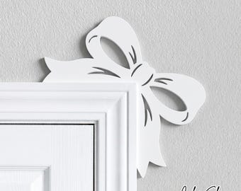 Adorno para marco de puerta con lazo - Esquina de puerta reversible con lazo - Decoración de puerta con lazo - Bonita decoración para dormitorio - Decoración de puerta con lazo para chicas - Estilo cottagecore